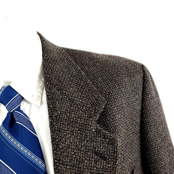 Pierre Cardin Wool Tweed 2 Button Sport Coat 42R Black Green‎ Check Spec - Picture 2 of 10